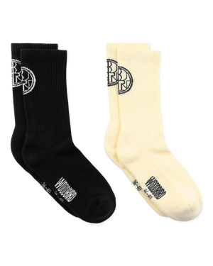 Woodbird WBTennis Stamp Socks 2 pack Accessories Wax Yellow-Black