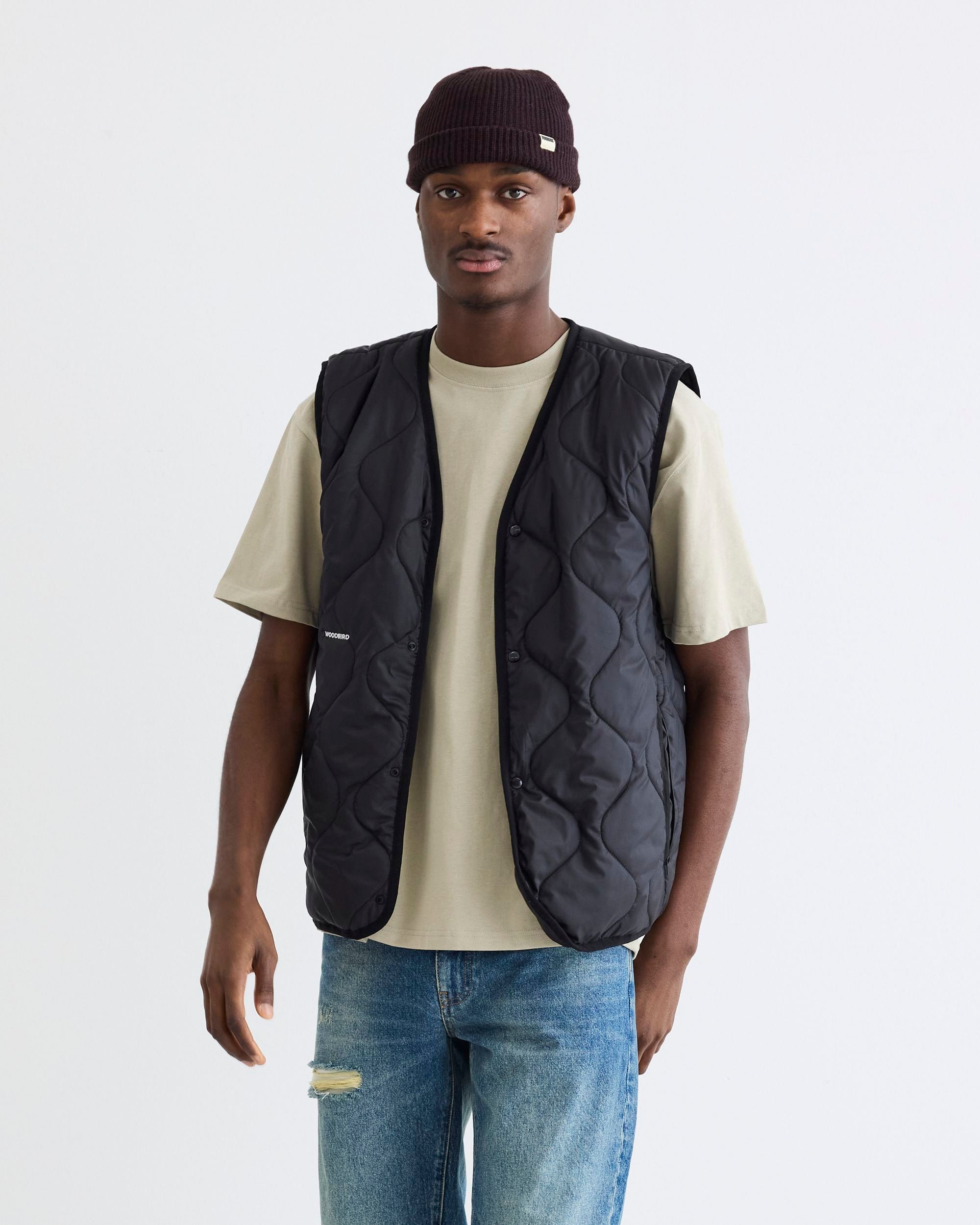 Woodbird WBTrais Quilt Vest Outerwear Black