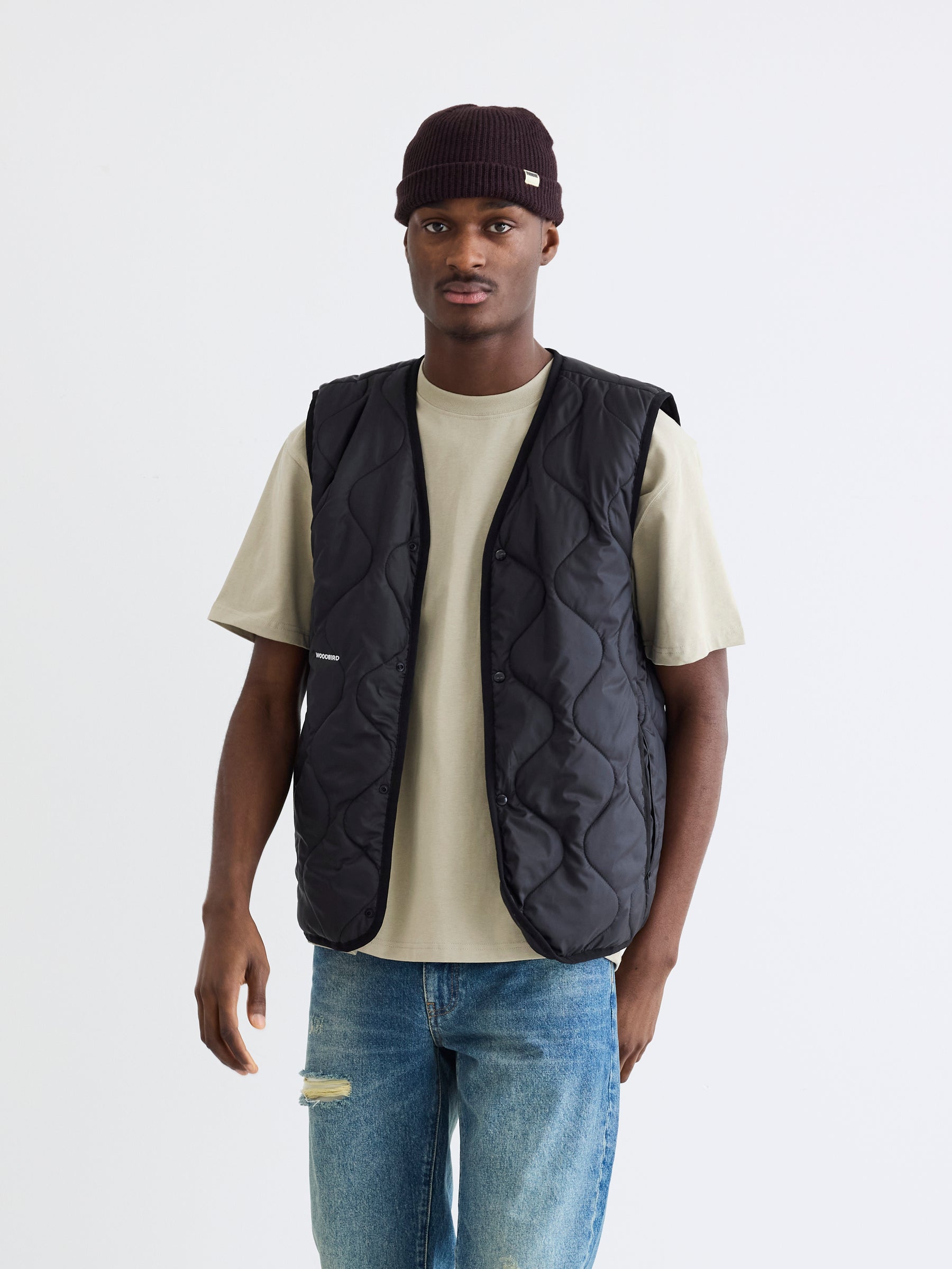 Woodbird WBTrais Quilt Vest Outerwear Black