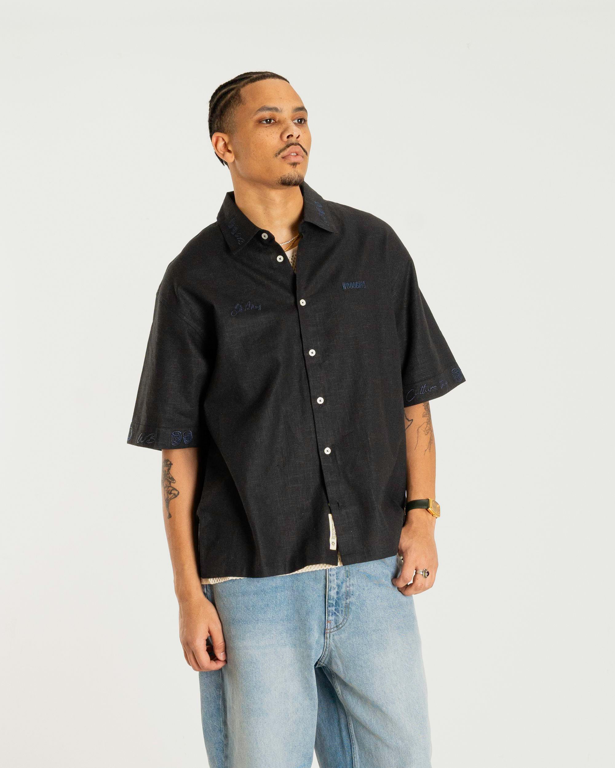 Woodbird WBWang Embroid Shirt Shirts Black