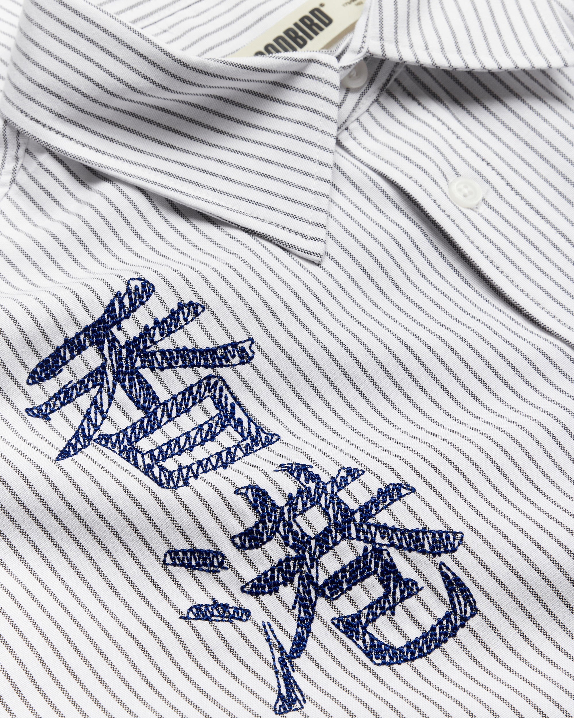 Woodbird WBXing Ox Writing Shirt Shirts White-Navy