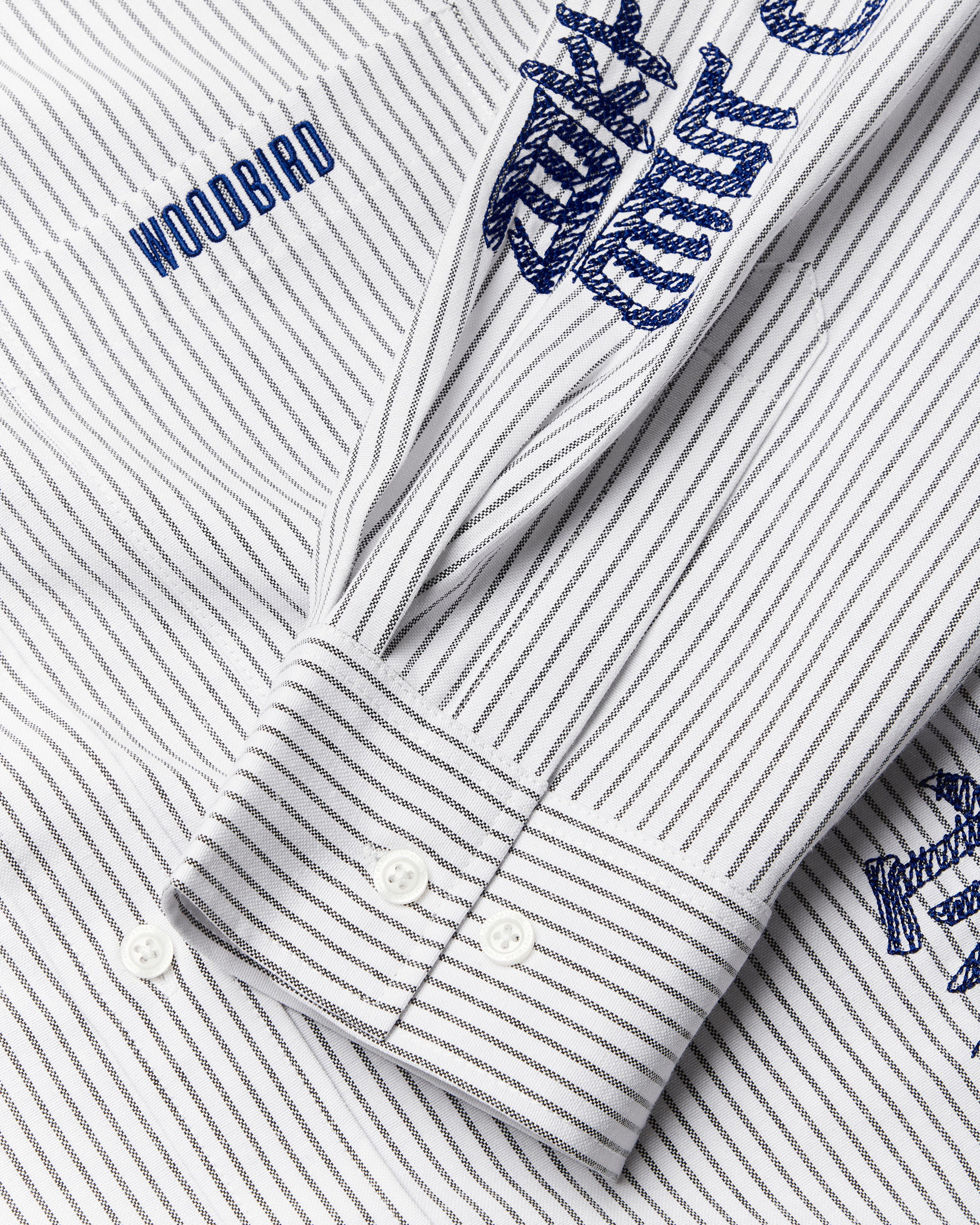 Woodbird WBXing Ox Writing Shirt Shirts White-Navy