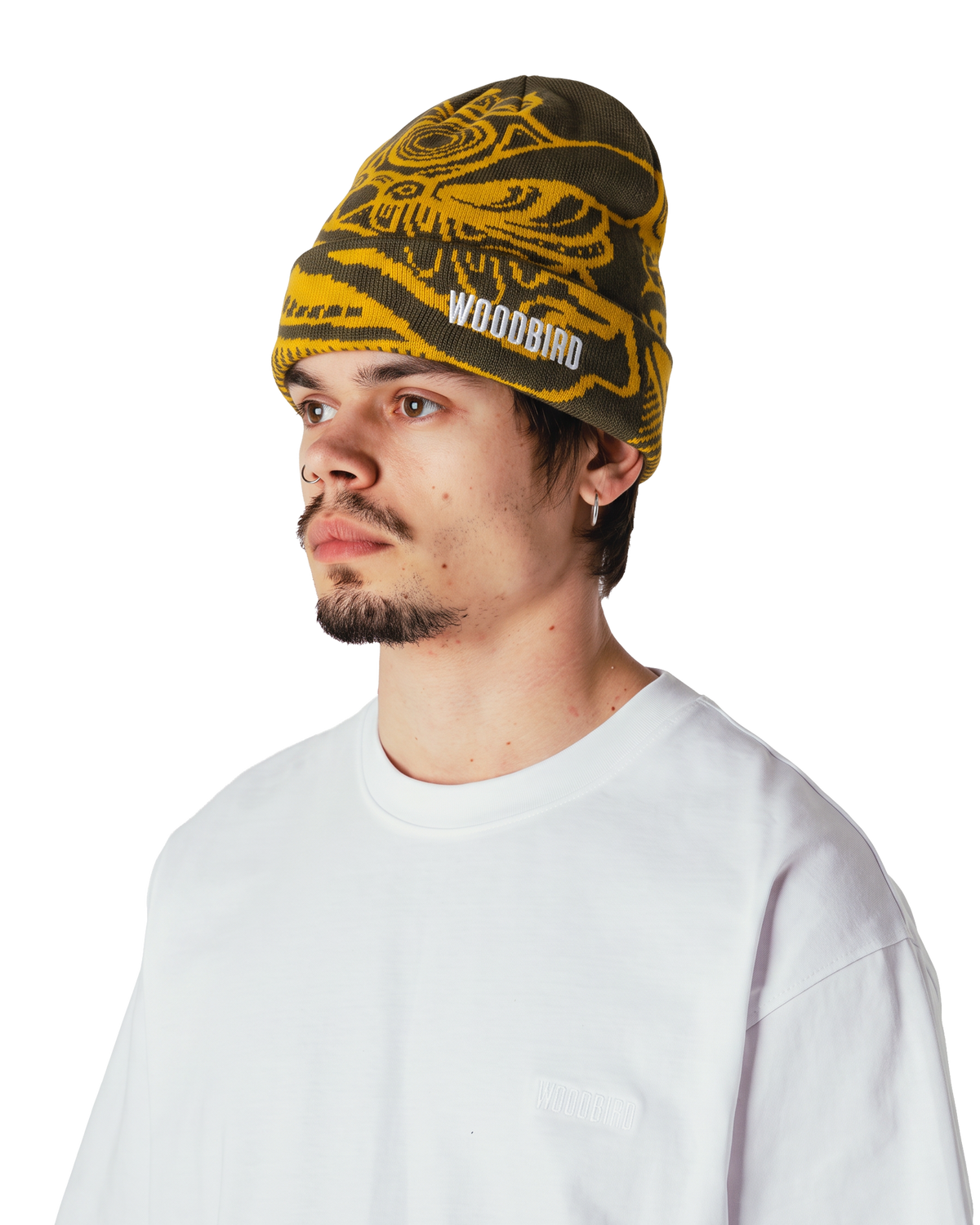 Woodbird WBYan Lion JQ Fold Beanie Accessories Dark Brown-yellow