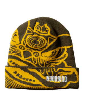 Woodbird WBYan Lion JQ Fold Beanie Accessories Dark Brown-yellow
