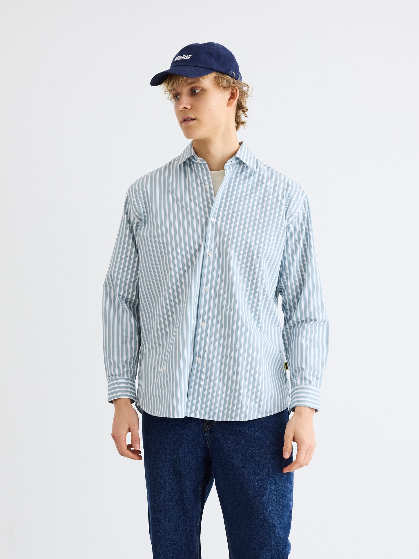 Woodbird WBYuzo Pin Shirt Shirts White-Blue