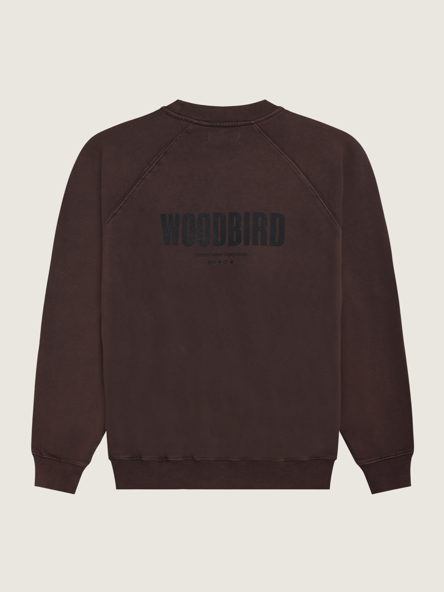 Woodbird WBZhang Washed Logo Crew Sweats Brown