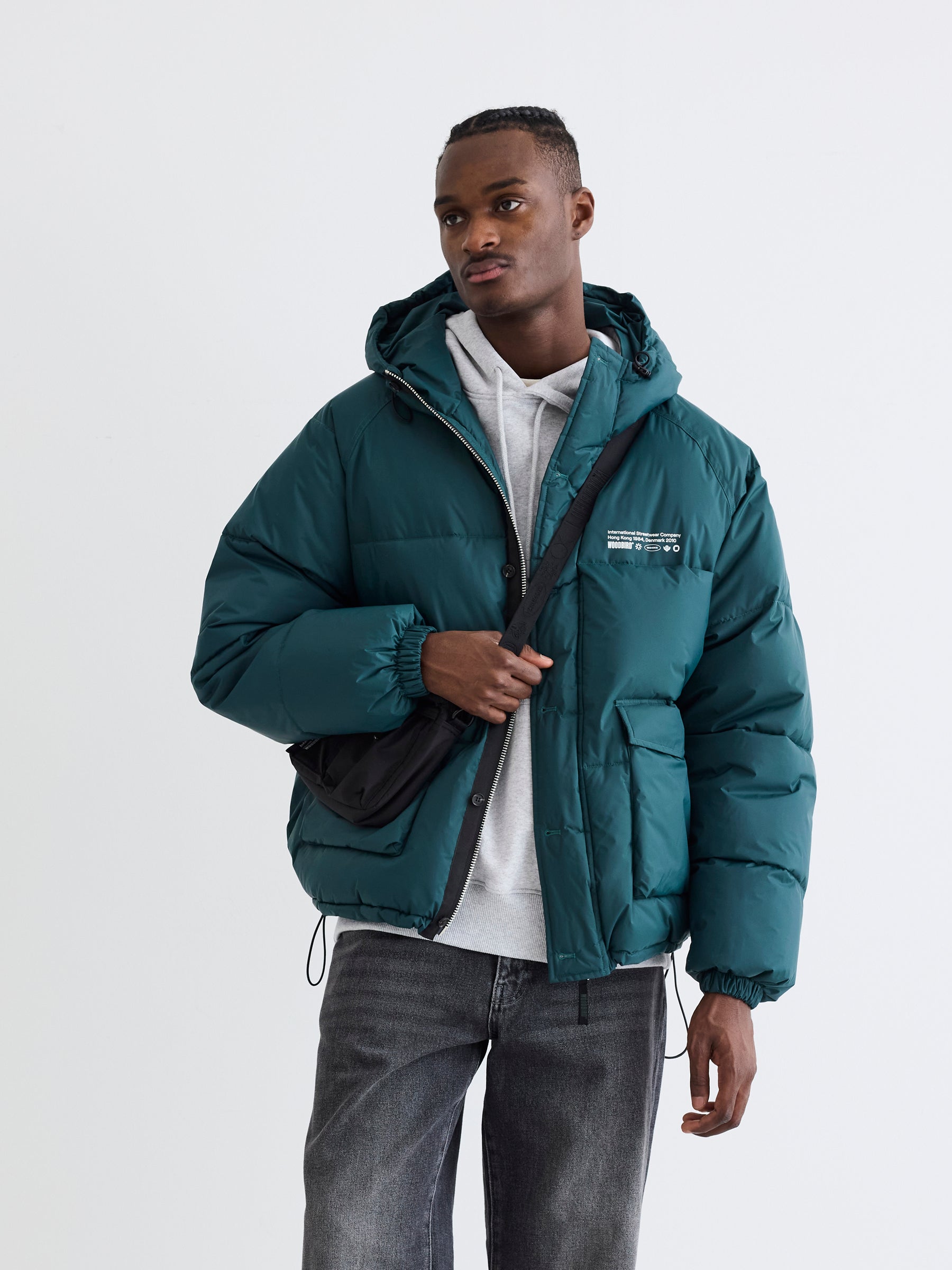 Green puffer bomber jacket best sale